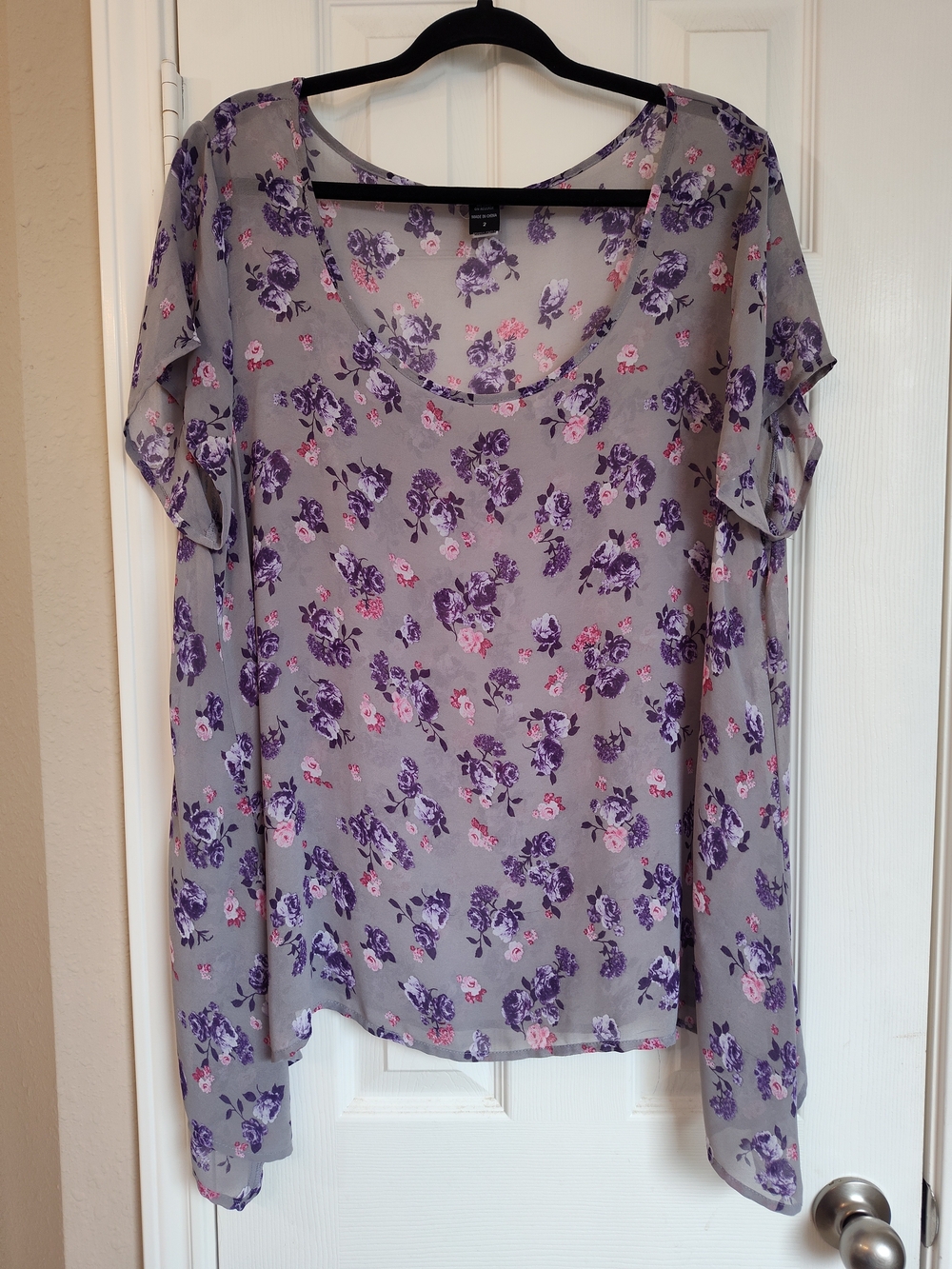 Torrid Lavender Floral Scoop Neck Blouse